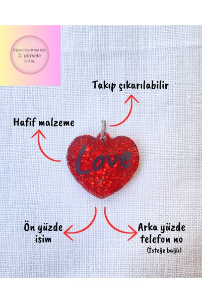 VenüsTakı Kalp Şeklinde Kedi/ Köpek- İsimliği/ Künyesi