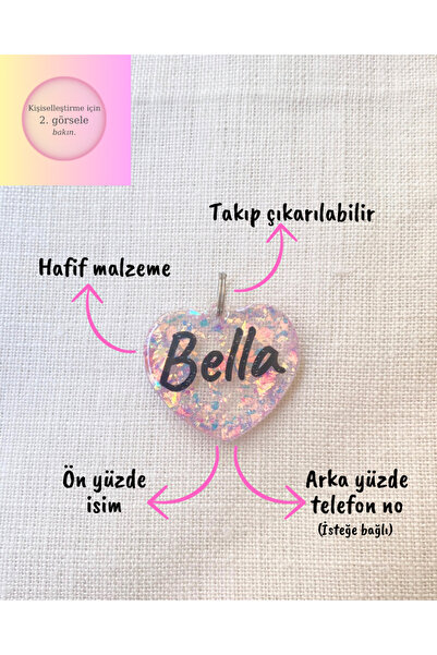 VenüsTakı Kalp Şeklinde Kedi/ Köpek- İsimliği/ Künyesi
