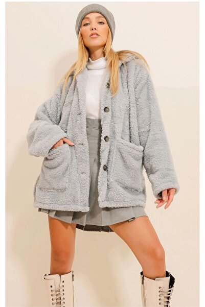 EDZ كارديجان نسائي من القطيفة باللون الرمادي من Welsoft - كاجوال عصري بدون جي...