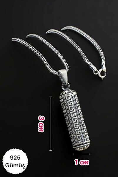 Moda Gümüş 925 Ayar Gümüş Silindir Tasarımlı Cevşen Muska Kabı Kolye Küçük Bo...