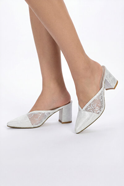 Gül Kundura شبشب منزلي أبيض للسهرة للسيدات