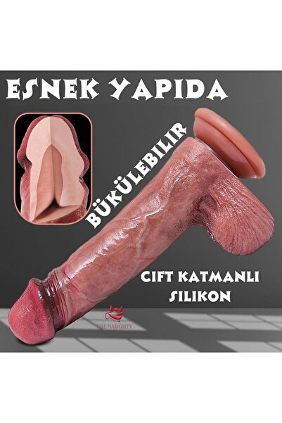 ÇİFT KATMANLI SİLİKON ULTRA YUMUŞAK DOKULU REALİSTİK DİLDO GERÇEKÇİ YAPAY PENİS 20 CM