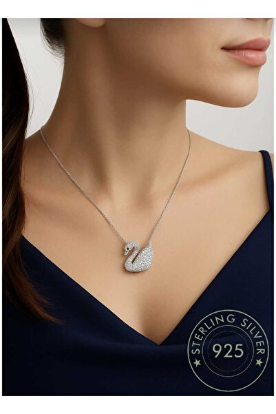 vogutima Kadın Gümüş Kolye - Kuğu Model 2 Pırlanta Kesim • Işıklı Kutuda • Se...