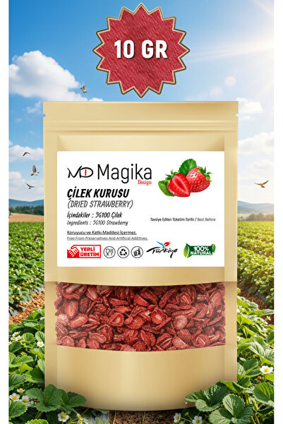 Magika Design 10 GR Çilek Kurusu, 1. Sınıf, Taze Kurutulmuş, %100 Yerli ve %1...