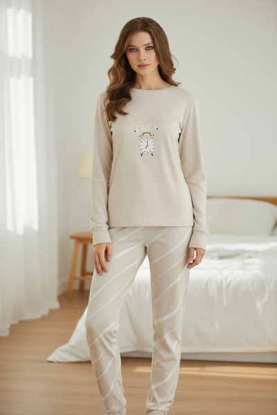 Ladnie iç giyim Kadın luxury termal kumaş pijama takımı