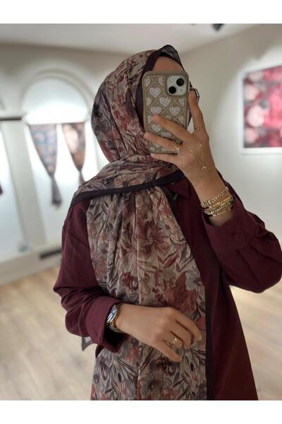 Merwiss Καλοκαιρινό σάλι με σχέδιο Olivia Kraş σε καφέ χρώμα