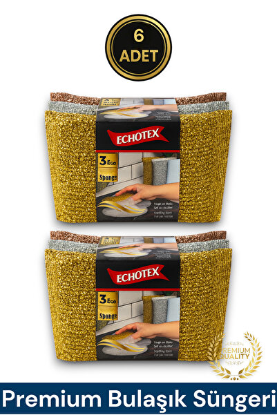 ECHOTEX (6 ADET) Magic Shine Sünger Özel Telli Bulaşık Süngeri Mikrofiber Doku Fabrikadan Satış Mağazası