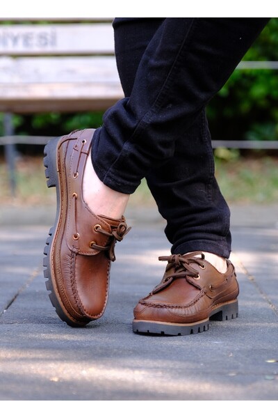 GÜR MODA AYAKKABI Dexter Style Thick Sole Genuine Leather ORTHOPEDIC LEATHER ...