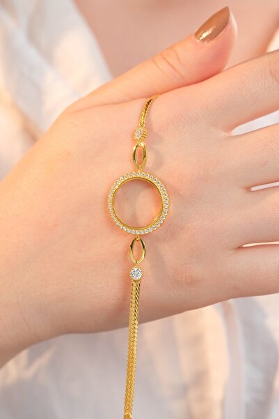 Kiriş Gümüş 925 Ayar Gümüş Çeyrek Altın Takmak İçin Kadın Gümüş Bileklik (17+...