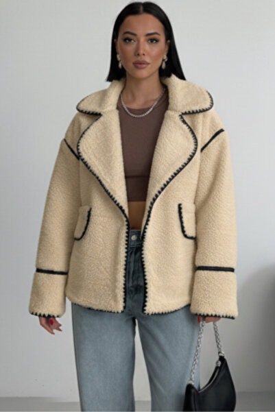 ALFUDO Moda Collection Valley Kadın Kruvaze Yaka Teddy Mont