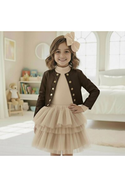 Milon Moda Set de 3 jachete din piele maro amar, rochie și cataramă