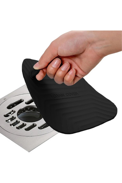 TİNEKE Siyah Renk Kare Kötü Koku Önleyici Silikon Mat Banyo Mutfak Lavabo Bal...