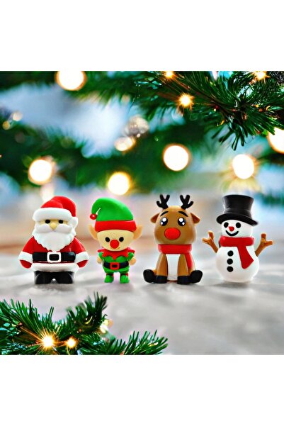 DEK New Year's 4-Piece Premium Figure Set – Santa Claus, Deer, Elf, and Snowm...