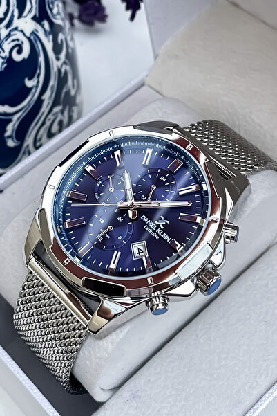 Daniel Klein ساعة يد رجالية من الفولاذ الأصلي مع حزام شبكي وسوار هدية