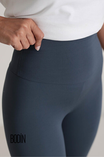 bodin Anthracite Flared Diver Fabric High Waist Leggings Pants