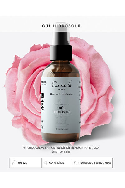 caintela Gül Suyu 100 ml -Cildi Derinlemesine Nemlendirmeye Yardımcı %100 Doğ...