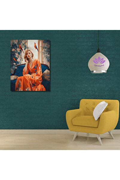 LİLYHOBBYLAND Sayılarla Boyama Seti Kasnağa Gerili 40x50 cm: Kadın ve Kuşlar