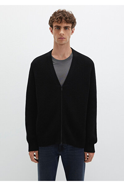 Mavi Wool Blend Zippered Black Cardigan Regular Fit / Regular Cut 0710262-900