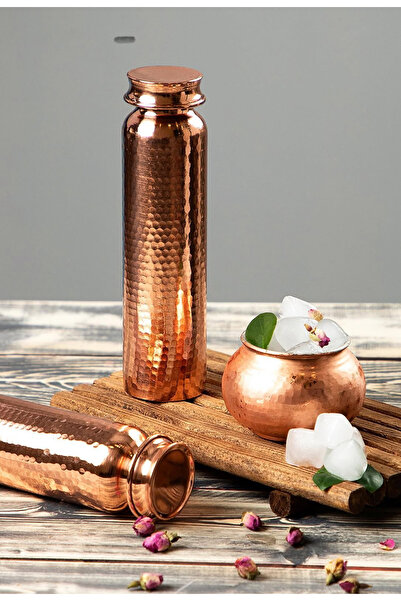 gulflower nude 100% Copper Water Bottle Handmade Copper Flask Copper Thermos