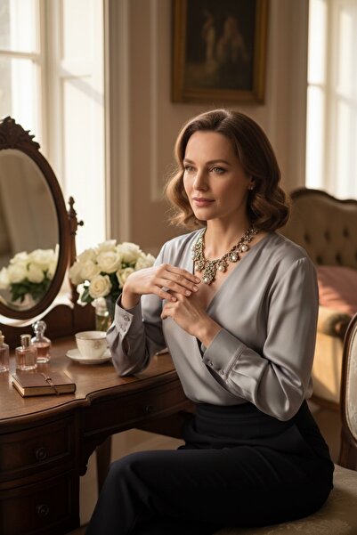 FAYRA ACCESSORIES Kristal Taşlı Yengeç Figür Tasarım İncili Gerdanlık Kolye