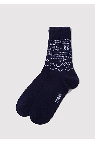 Mavi New Year Themed Navy Blue Boot Socks 0912131-70500