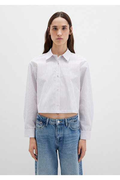 Mavi Striped White Crop Shirt Crop / Short Cut 1211297-88614
