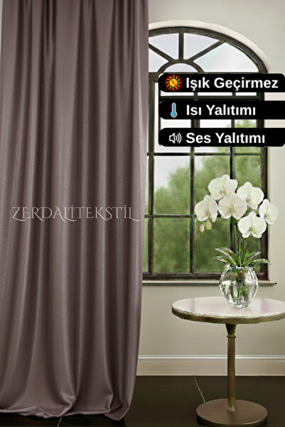ZERDALİTEKSTİL Özel Dikim 1.Sınıf Vizon Blackout Işık Geçirmez Fon Perde Ekst...