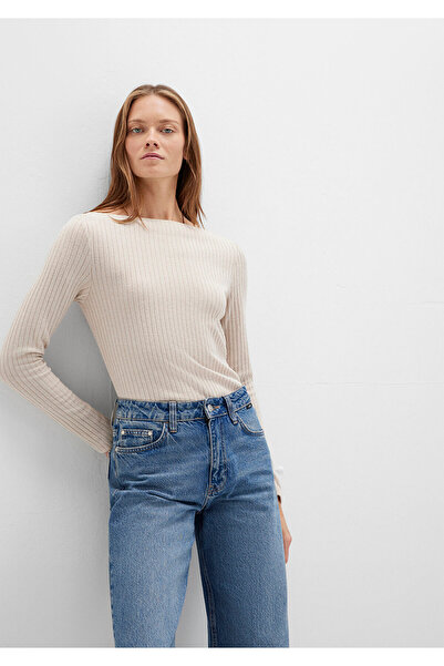 Mavi Long Sleeve Wide Neck Beige T-Shirt Slim Fit / Slim Fit 1613596-85576