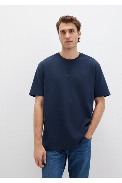 Mavi Marineblaues T-Shirt mit Logo-Print, lockere Passform / bequemer Schnitt 0613250-70490