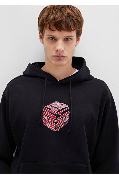 Mavi Bedrucktes schwarzes Kapuzen-Sweatshirt 0S10397-900