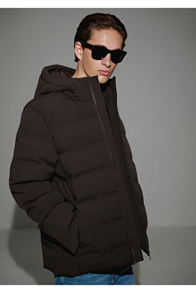 Mavi με κουκούλα Καφέ Φουσκωτό Παλτό 0110652-70219