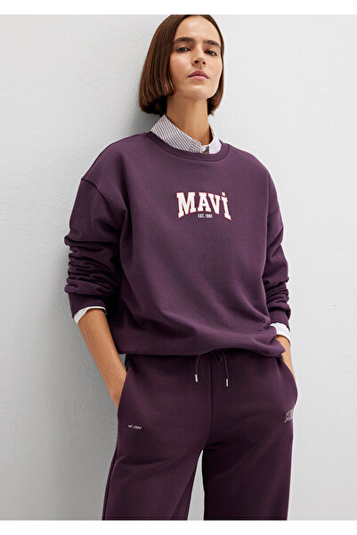Mavi Lila Sweatshirt mit Logo-Print 1S10372-70635