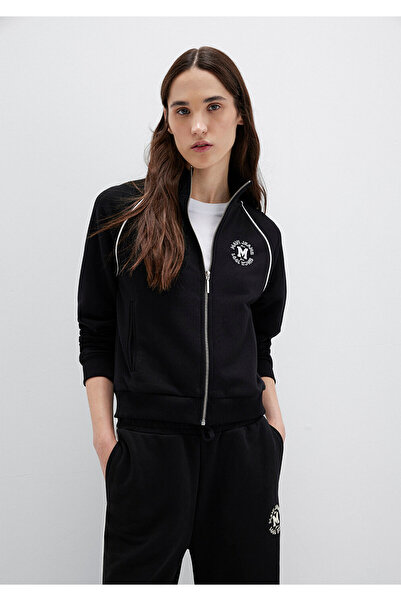 Mavi Black Sweatshirt with Piping Detail and Zipper 1S10365-900