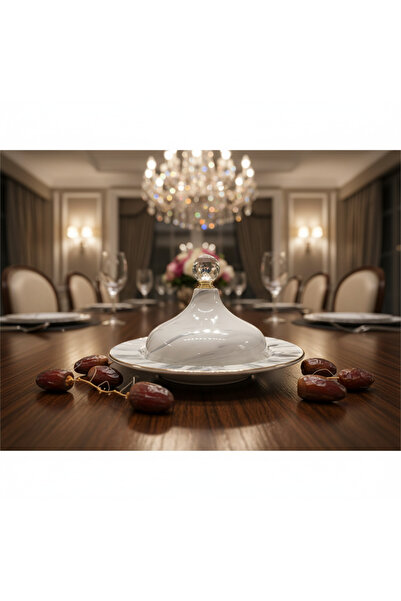 Generic Ceramic Luxury Dates Container for storing dates, sweets, nuts, and chocolates, with a crystal top.