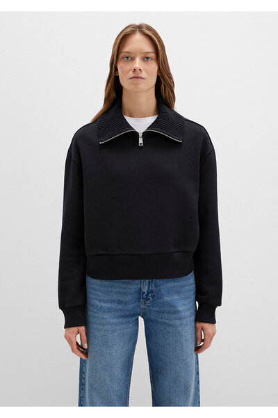 Mavi Half Zipper Stand Collar Black Sweatshirt 1S10434-900
