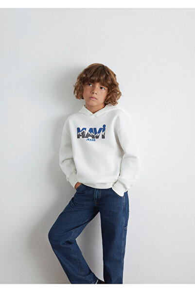Mavi Jeans Printed Ecru Sweatshirt 6S10158-70057