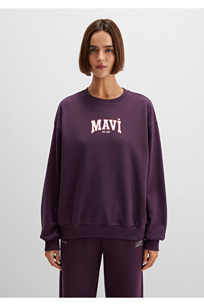 Mavi Lila Sweatshirt mit Logo-Print 1S10372-70635