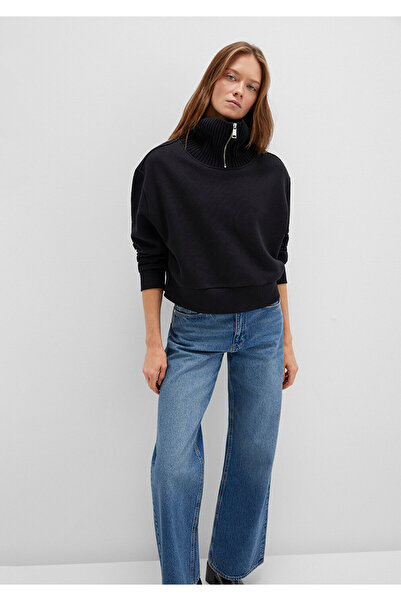 Mavi Half Zipper Stand Collar Black Sweatshirt 1S10434-900