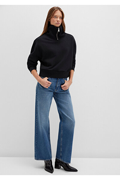 Mavi Half Zipper Stand Collar Black Sweatshirt 1S10434-900