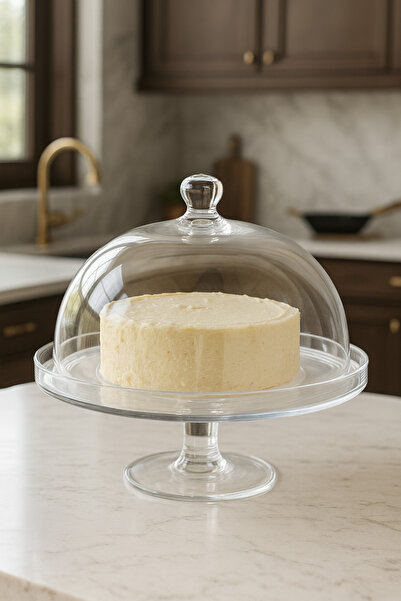 Generic Plastic Cake Saver with Base, with Transparent Cover 24X24X13 CM