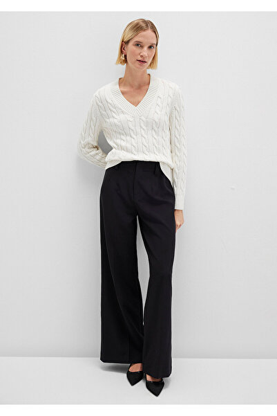 Mavi Silk Blend V-Neck Ecru Sweater Slim Fit / Slim Fit 1710720-70057