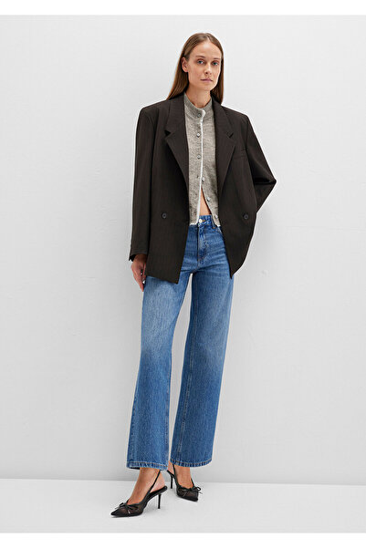 Mavi Καφέ ριγέ μπλέιζερ με διπλό στήθος 1110772-85431