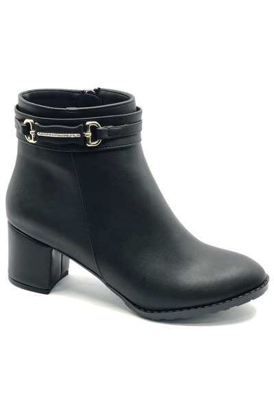 Kocamanlar Ayakkabı Feles side thin stone buckled classic heeled women's boot...