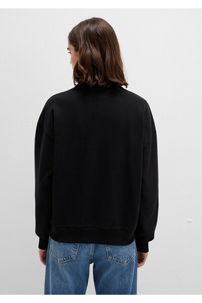 Mavi Μαύρο φούτερ με τυπωμένο λογότυπο με ημιφερμουάρ 1S10179-900