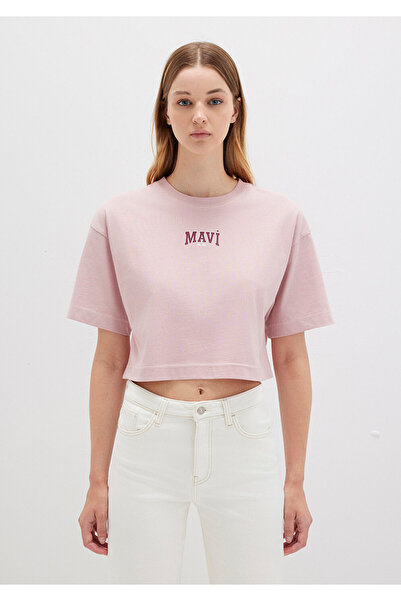 Mavi Logo-Print Crop Top in Pink für Damen M1613411-71018