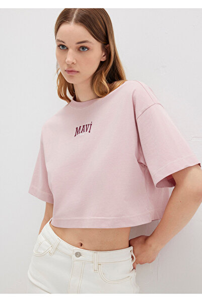 Mavi Logo-Print Crop Top in Pink für Damen M1613411-71018