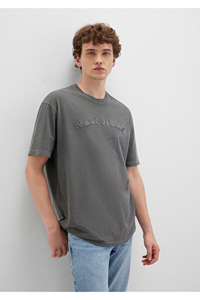 Mavi Jeans-bedrucktes Anthrazit-T-Shirt, lockere Passform / lockerer, bequemer Schnitt 0612953-900