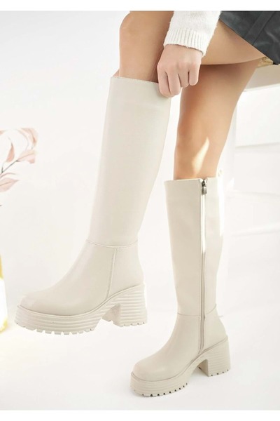 KOCAMANLAR Γυναικείες μπότες Seribo με χοντρό τακούνι Stretch από συνθετικό δ...