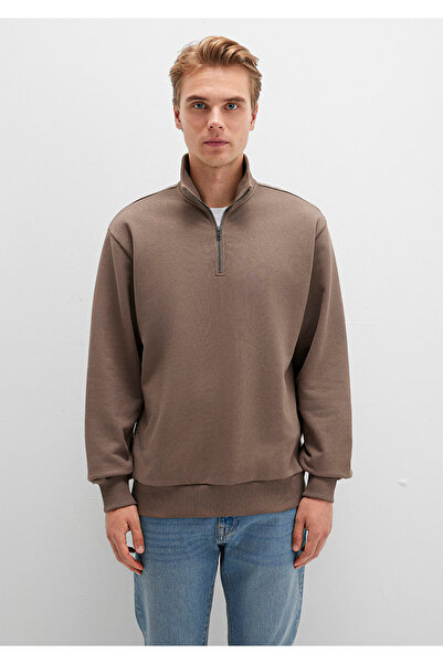Mavi Semi-Zip Brown Basic Sweatshirt 0S10419-70380
