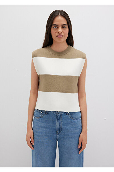 Mavi Blockgestreifter ärmelloser Pullover mit normaler Passform / normaler Schnittform 1710695-90640